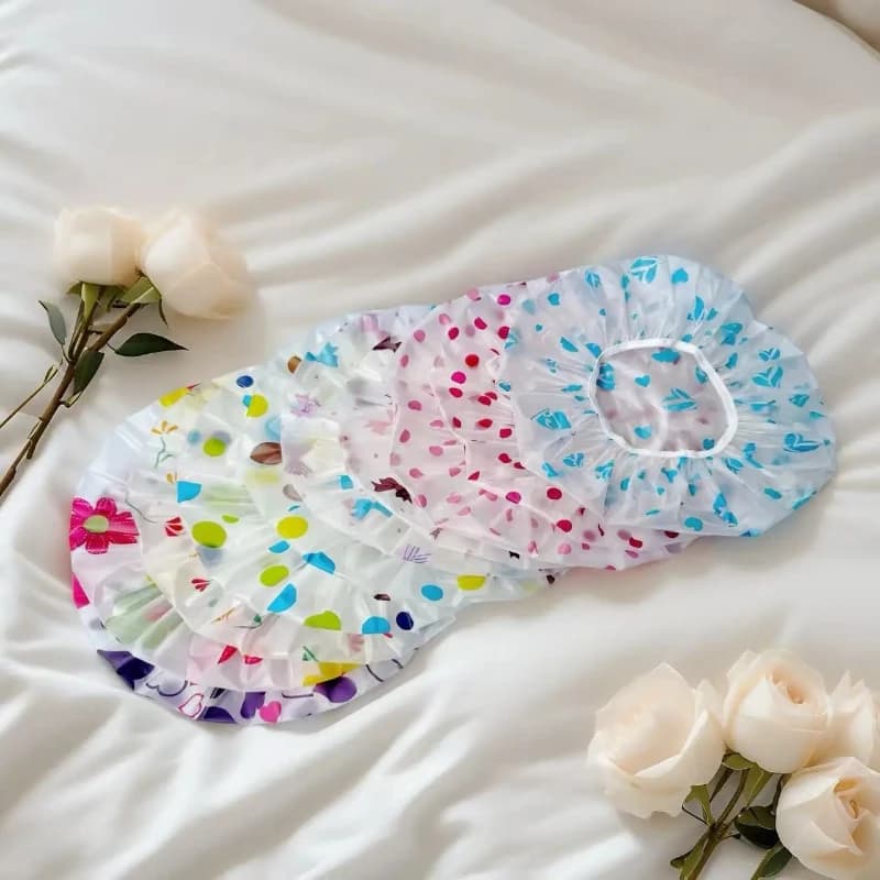 5/10pcs Waterproof Shower Cap Reusable WOMEN'S Household Bathing Anti-oil Smoke Hair Care Shower Cap Dry Hair Cap
