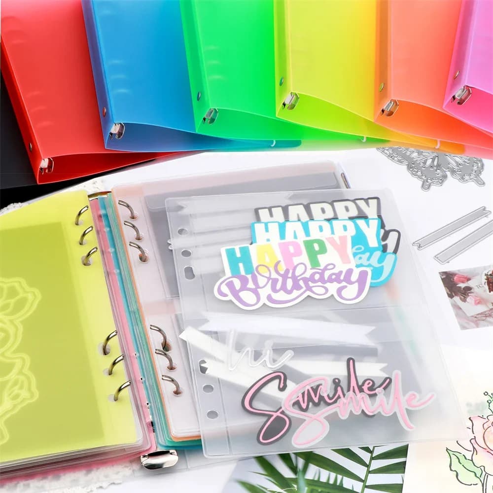 Raccoglitore multiuso per libri A5 Die e cartella portaoggetti per timbri Album Tasche protettive per pagine divise per mantenere la fustella organizzata