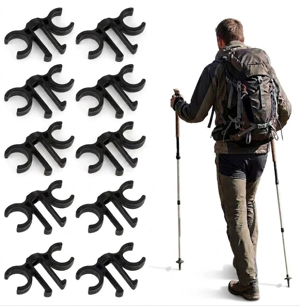 30 Pieces Universal Clips for Trekking Sticks, Stroller Stick Connection Clamps, Hiking and Mountaineering Accessories