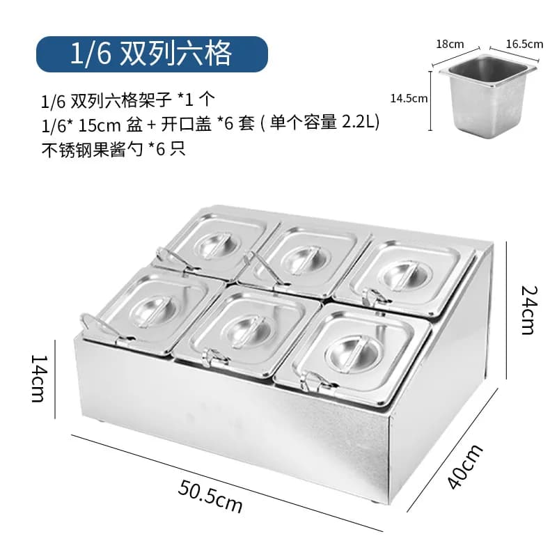 Commercial Seasoning Box Set - Modular Condiment Organizer & Spice Container for Kitchen & Restaurant 1/6