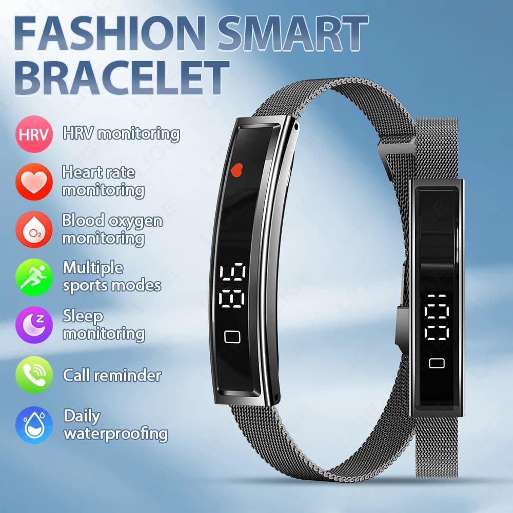 LIGE 2026 Men's Smart Bracelet, Fashion Sports Fitness Tracker, Cardiac and Health Frequency Monitoring, Waterproof, Lightweight, Smartwatch