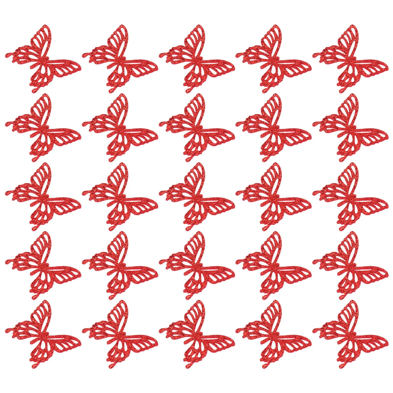 25Pcs Sparkling Butterfly Appliques Glitter Cloth Patches for DIY Hair Clips Headbands Clothing Bags Shoes Gloves Craft