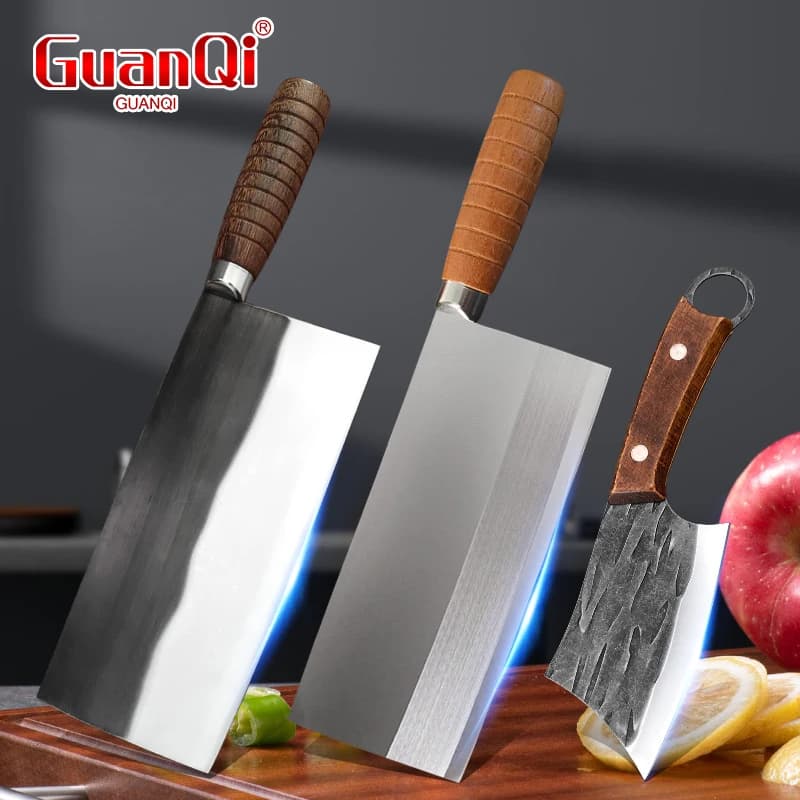 Handmade Forged Kitchen Knife Cleaver Knife Stainless Steel Wooden Handle Meat Slicing Fruit Cutting BBQ Knives Cooking Knife