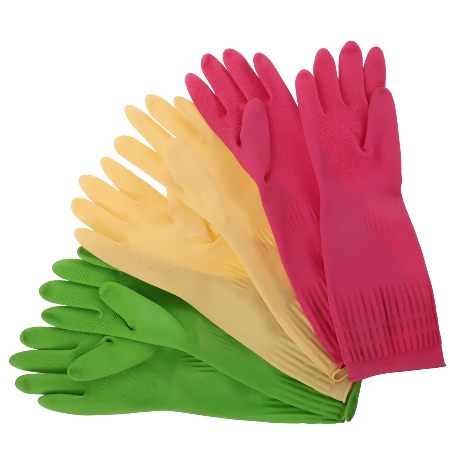 3 paia di guanti riutilizzabili in lattice per lavare i piatti, guanti da cucina impermeabili e ispessiti, con braccio lungo, antiscivolo, per la pulizia domestica