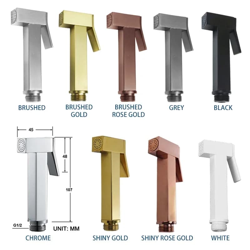 Spruzzatore per WC Portatile in Ottone Spazzolato Oro Rosa, Bidet Manuale, Doccetta Autopulente per Bagno