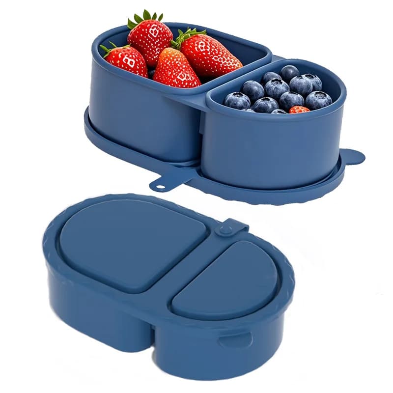 Set di contenitori per alimenti in silicone per microonde con scomparti, contenitore per la conservazione degli alimenti, bento box per alimenti.