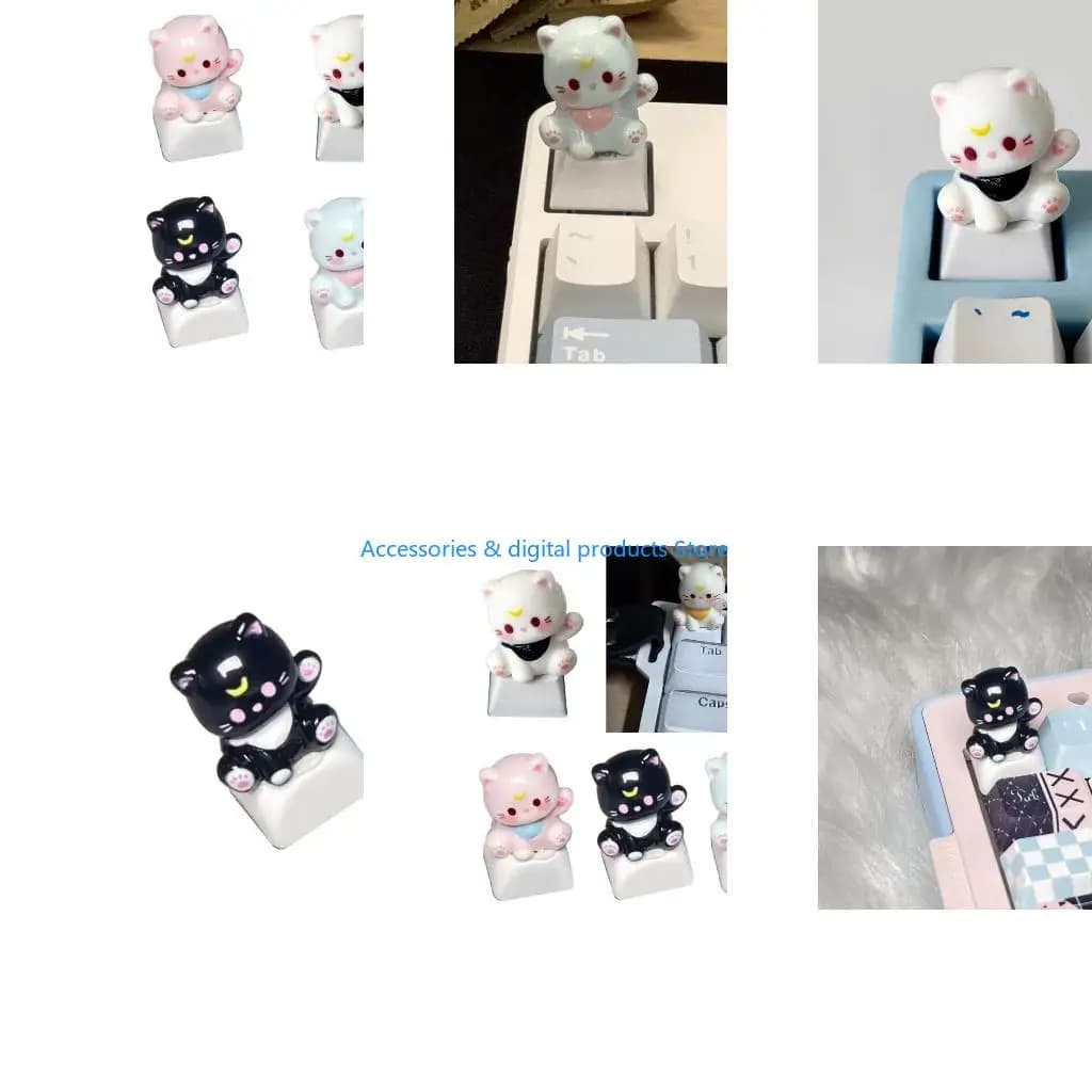 77JD 3D Keycap Cartoon Cats Head Keycaps Sculpted Art Mechanical Keyboards Keycap