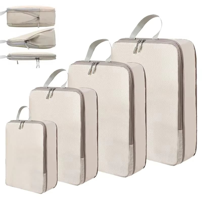 4pcs/set Travel Compression Storage Bag Portable Dust Hand Held Luggage Clothes Packing Bag Toiletries Bag Wardrobe Organizer