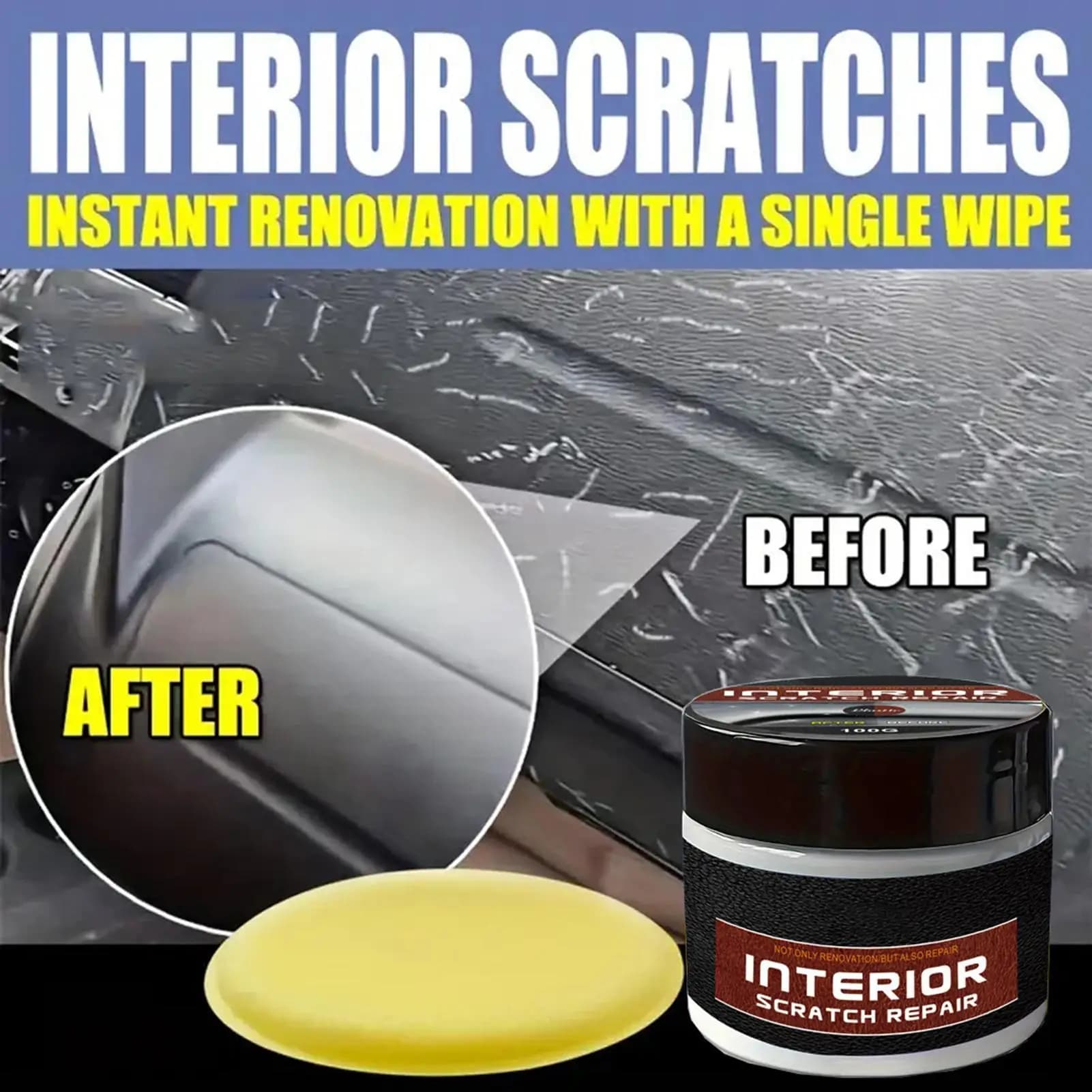 Rinnovatore per Interni Auto, Potente Pasta Riparatrice per Graffi sul Cruscotto, Cera per Restauro Parti Auto, Cera Riparatrice Portatile per Graffi Auto