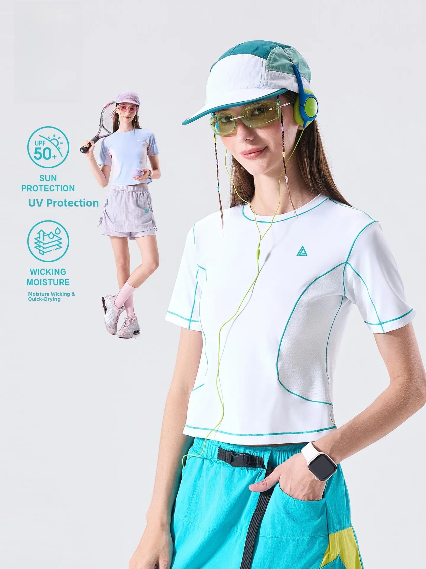 LAZY DAY Trendy Outdoor Sporty Women's Short Sleeve T-Shirt Moisture Wicking Quick Dry Tight Fit round Neck Short Length