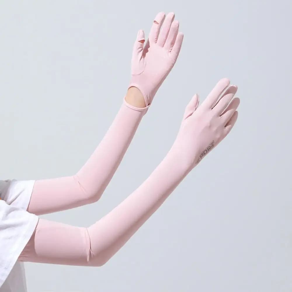 Sun Protection Elastic Long Ice Silk Sleeves Thin Solid Color Sunscreen Arm Covers UV Insulation Anti-UV Cycling Gloves Driving