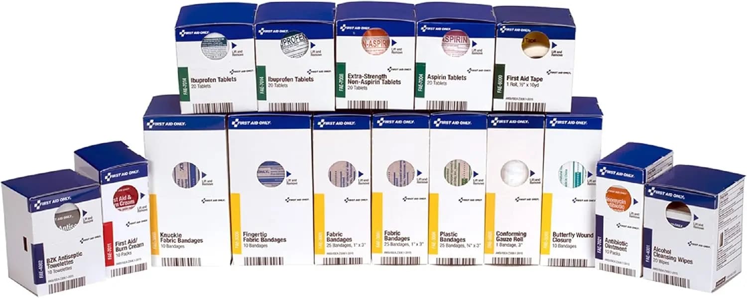 Kit di Pronto Soccorso per 50 Persone, Ricarica di Forniture per Aziende, Luoghi di Lavoro e Casa, con 237 Pezzi in Blu