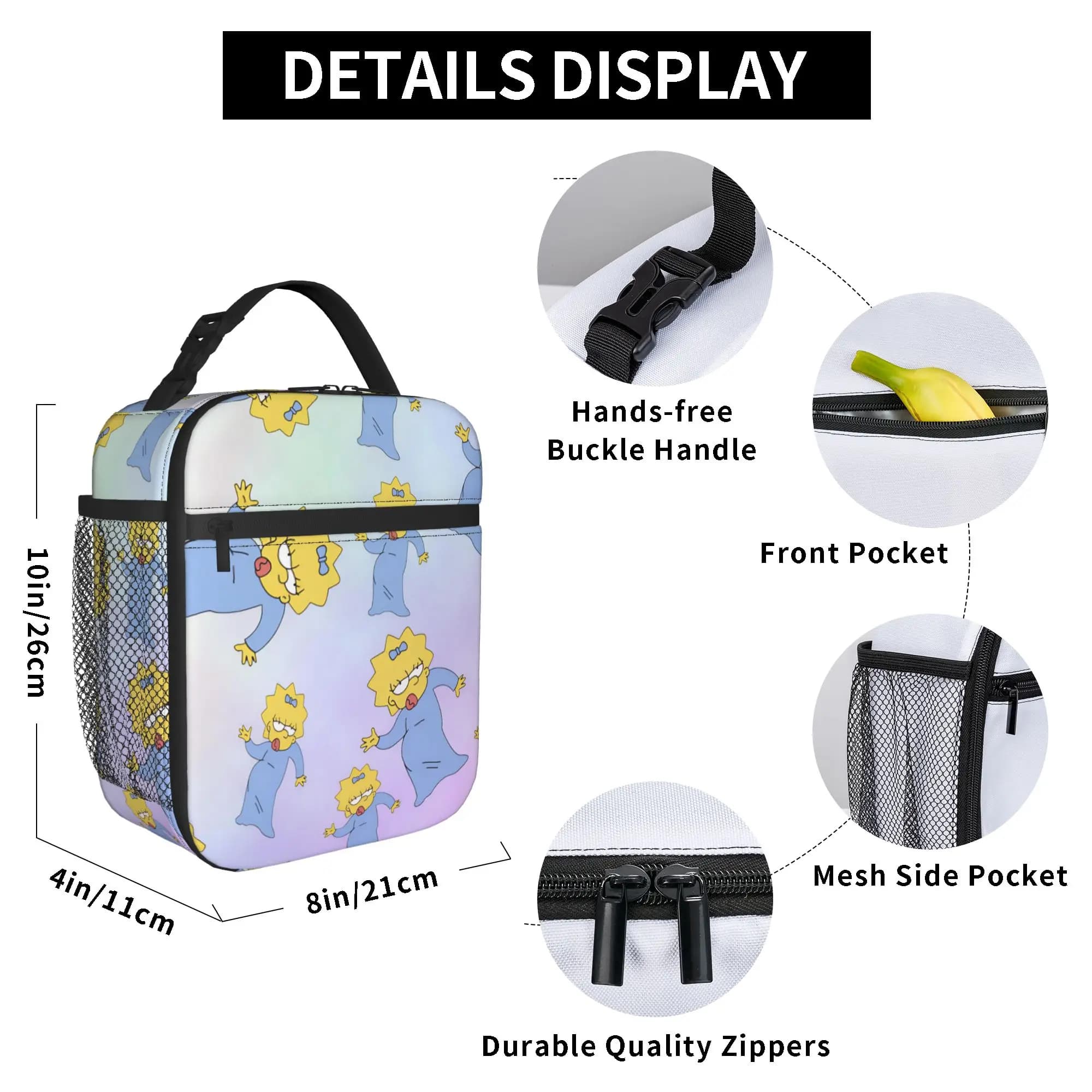Cartoon The S-Simpsons Thermal Insulated Lunch Bags for Office Portable Food Container Bags Thermal Cooler Lunch Boxes