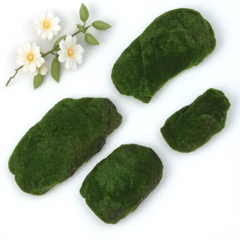 4Pcs Fake Moss Stones Artificial Decorative Rocks for Home Indoor Decoration DIY Floral Arrangements Potted Plant Accessories