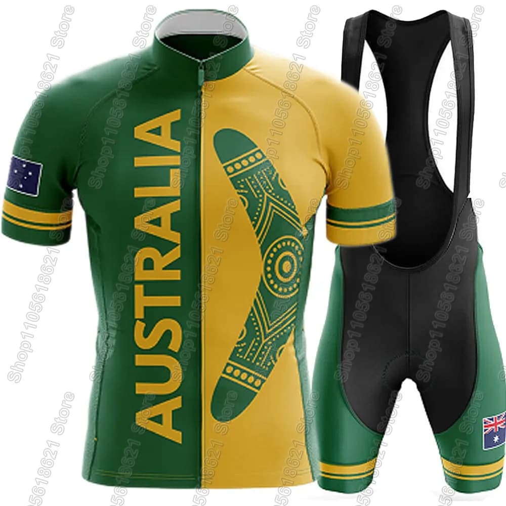 Australia National Team Cycling Jersey 2026 Set Men Bicycle Clothing Road Bike Shirts Suit Bicycle Bib Shorts MTB Ropa Maillot