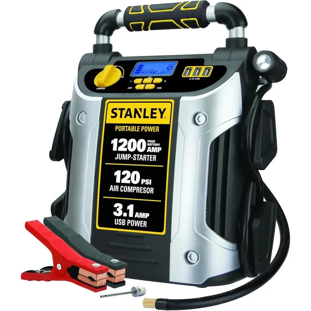Avviatore di Emergenza Portatile 1200A con Porta USB 2.1A e Compressore d'Aria da 120 PSI