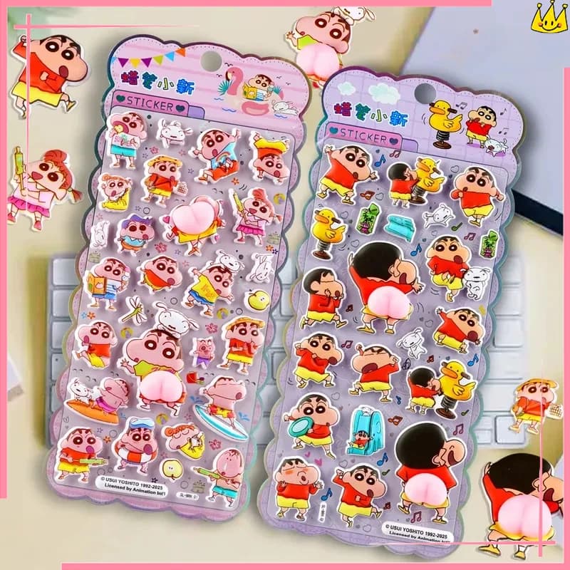Nuovo cartone animato 3D Crayon Shin-chan Bouncy Butt Adesivi Cute Anime Puffy Decorazione Conto a mano Notebook Custodia per telefono Scrapbook