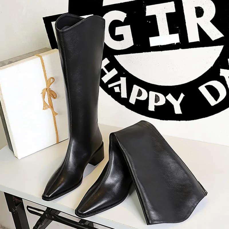 BIGTREE 2026 Nuovi Stivali Alti al Ginocchio da Donna con Punta Affusolata, Scarpe con Tacco Basso, Stivaletti Lunghi Femminili, Zapatos De Mujer