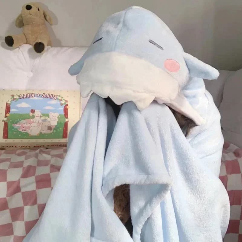 Asciugamani con cappuccio Kawaii Accappatoio per bambini Asciugamano da bagno super morbido Coperta Calda inverno Peluche Scialle di squalo Pigiama per ragazzi e ragazze