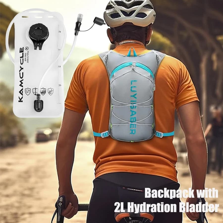 Water backpack with 2 liters water bag, adjustable backpack for hiking, running, cycling, climbing