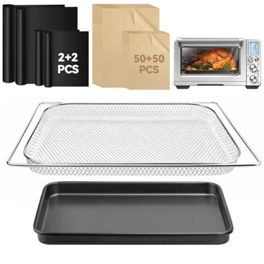Accessori per Friggitrice ad Aria Compatibili con Breville BOV900BSS Smart Oven Air Fryer Pro, Set di Teglie da Forno con Vassoio e Carta Forno