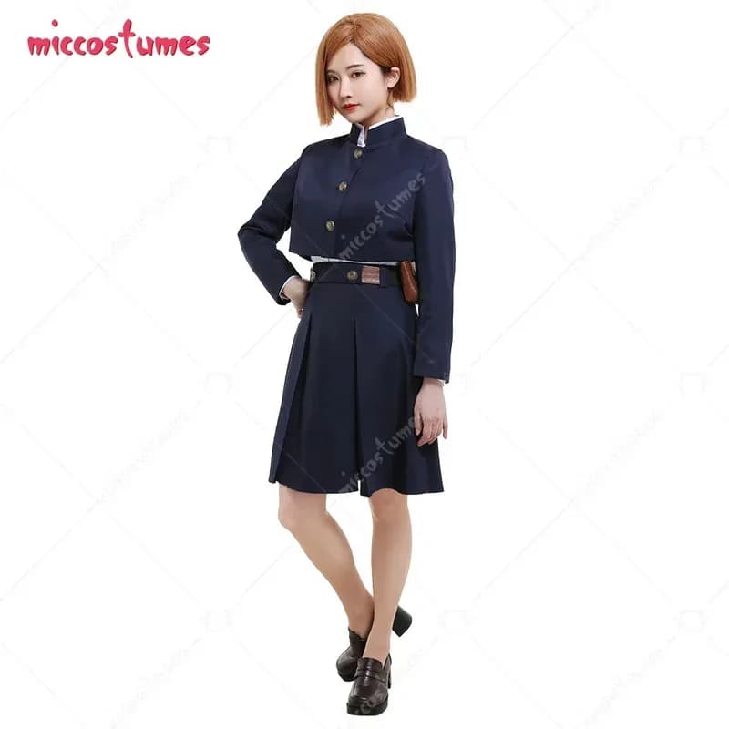 Miccostumes Women's Fight Nobara Cosplay Costume Stand up Collar Uniform Outfit with Bag Belt Pantyhosev;2,r'6;t.