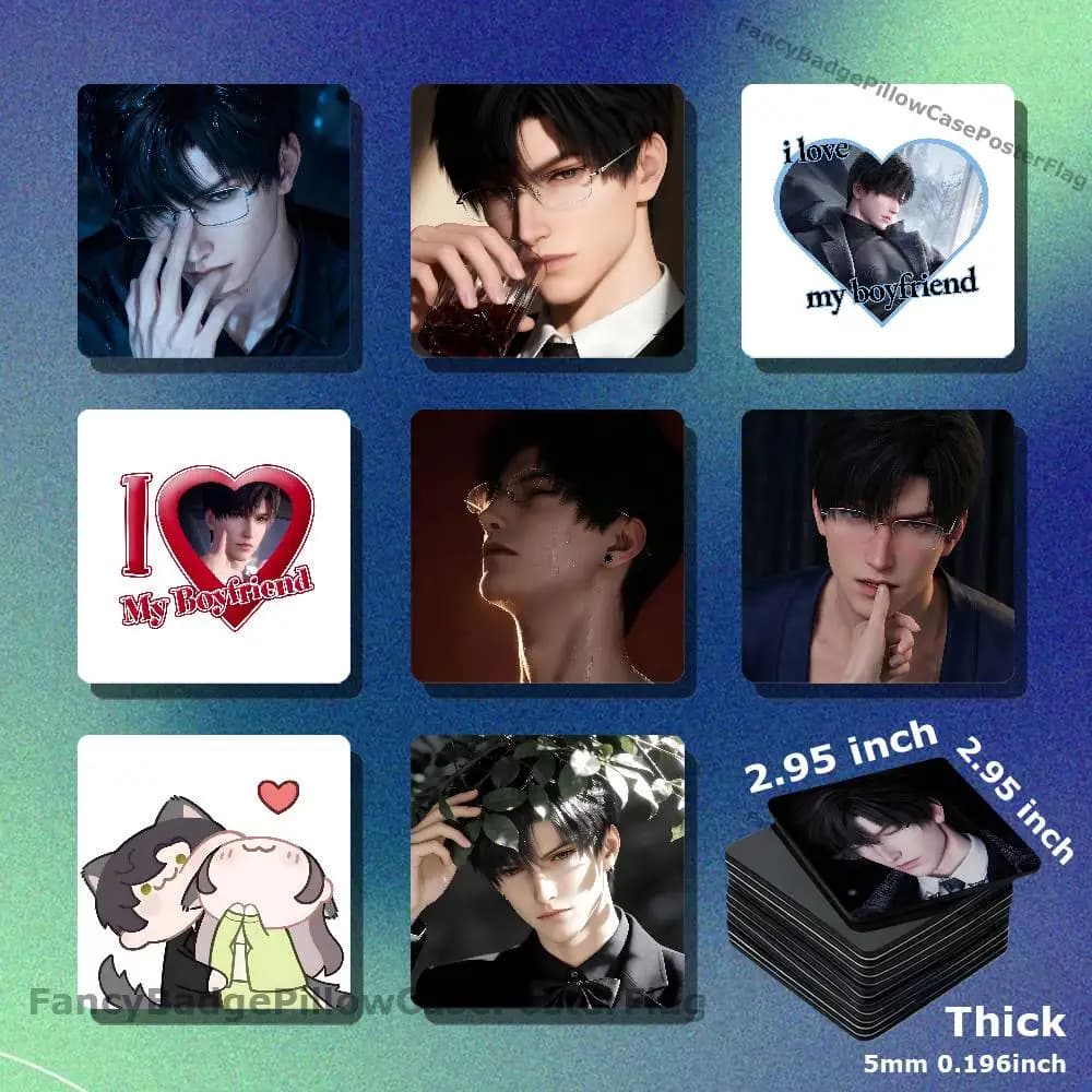 L-Love And Deepspace Zayne Acrylic Refrigerator Magnets Square Tiles with Magnetic Sheets for Home Decoration