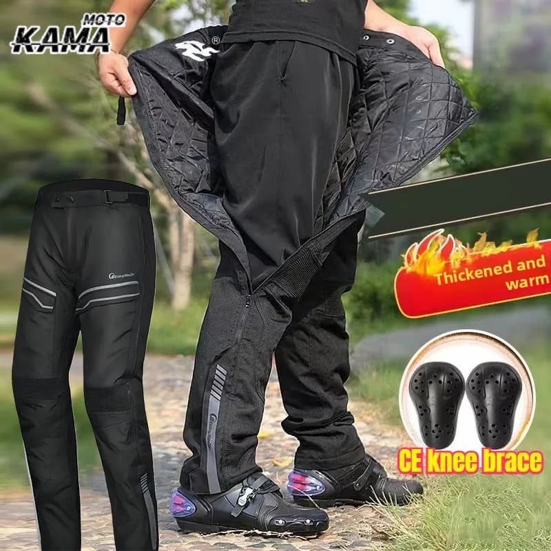 Pantaloni da moto a sgancio rapido Pantaloni protettivi termici antivento invernali Pantaloni da equitazione per moto con ginocchiere CE staccabili