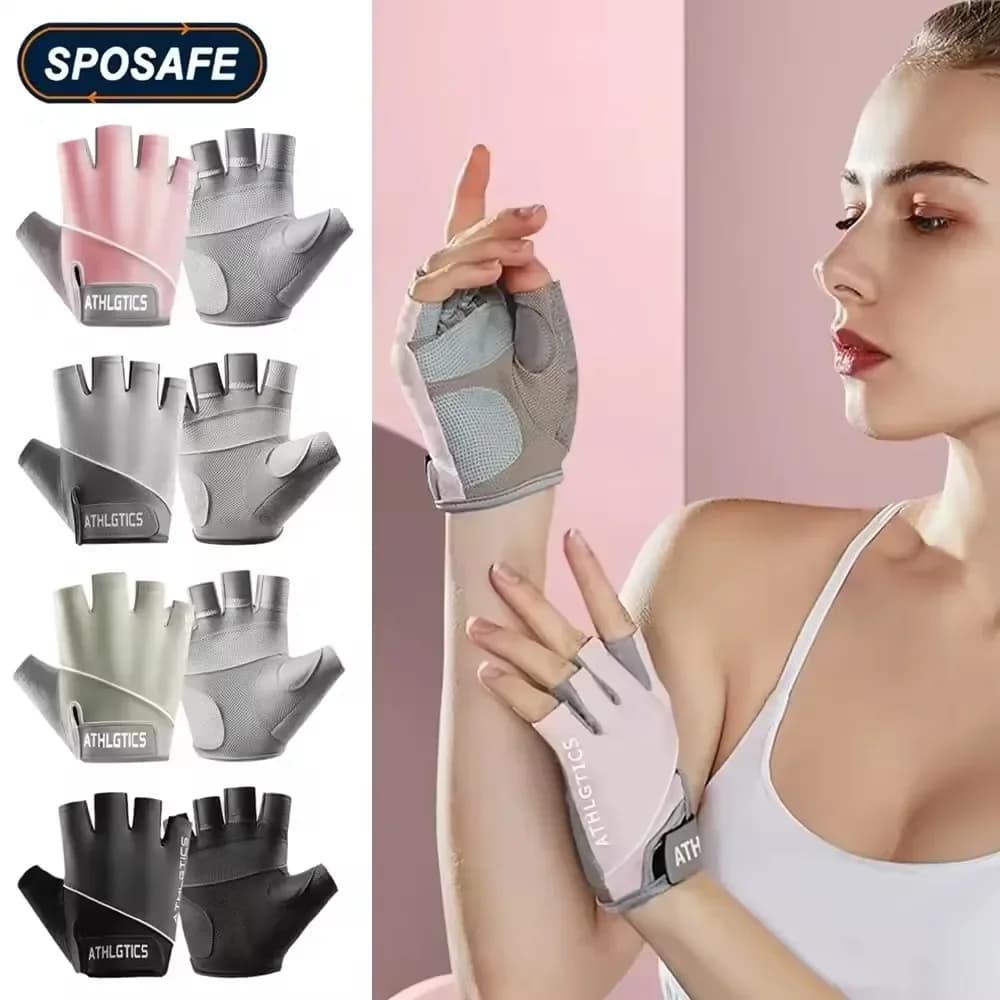 1Pair Breathable Fingerless Cycling Gloves for Men And Women Workout Gym Weight Lifting Training Exercise Fitness