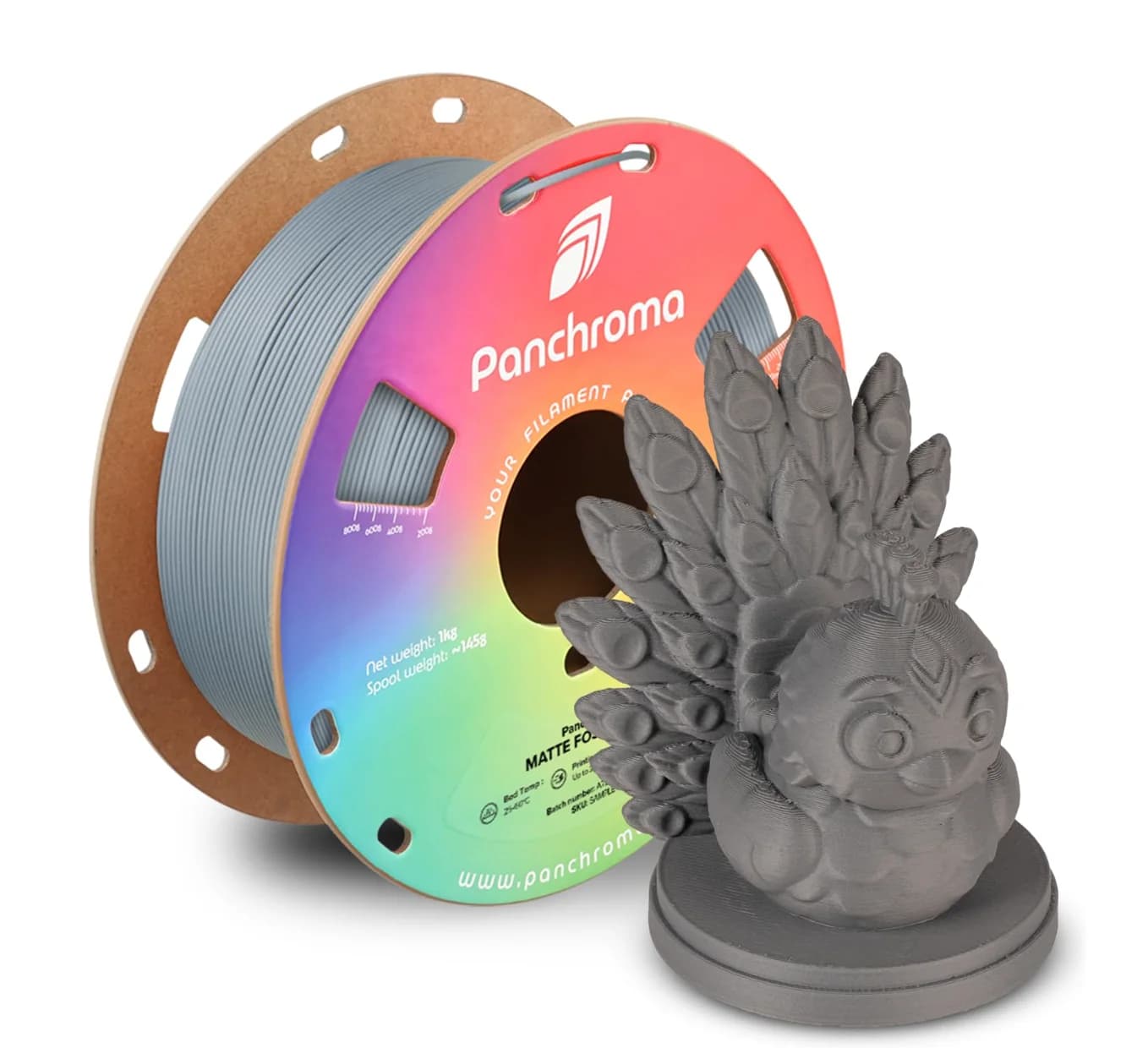 Filament PLA Opaco Polymaker Panchroma, Grey Fossil 1.75mm 1kg, 3D Printing Filament Compatible with Most FDM 3D Printers, 1kg Bobbin (2.2 pounds)