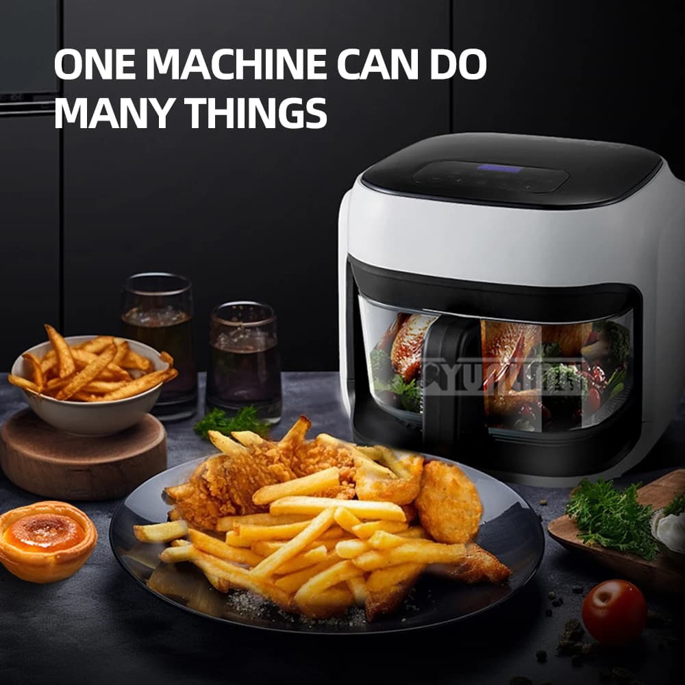 8L Air Frying Machine, Domestic Deep Frying Oven, Large Capacity, Air Fryer with Window, Intelligent Kitchen Electrodomestic