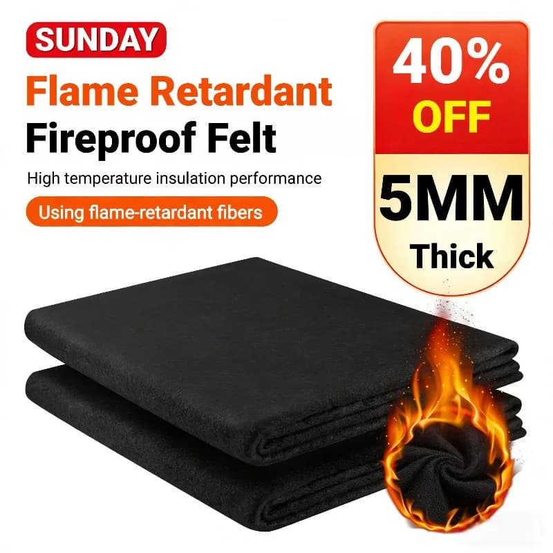 5mm Thick Black Welding Protective Blanket Fireproof Heat Resistant Fabric for Industrial Metalworking Felt Welders Protection