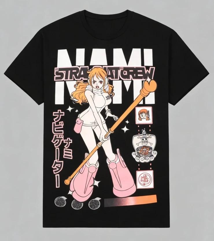 T-shirt Unisex One Piece Cat Burglar Nami, Nuova Collezione Estiva 2026, Stampa Anime Popolare, Stile Americano Casual, Maglietta a Maniche Corte Genitore-Figlio