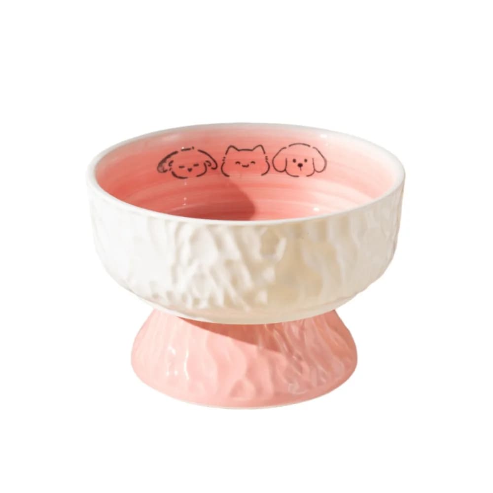 Universal Ceramic Elevated Cat Bowl Cute Anti Slip Raised Pet Feeder Stable Slanted Pet Food Water Bowl Wet Dry Food