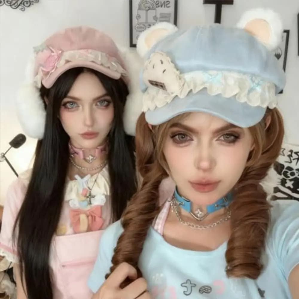 New 3D Cat Ears Beret Hat Lightweight Clothes Accessories Newsboy Cap Y2K Style Cat Ear Cap Women