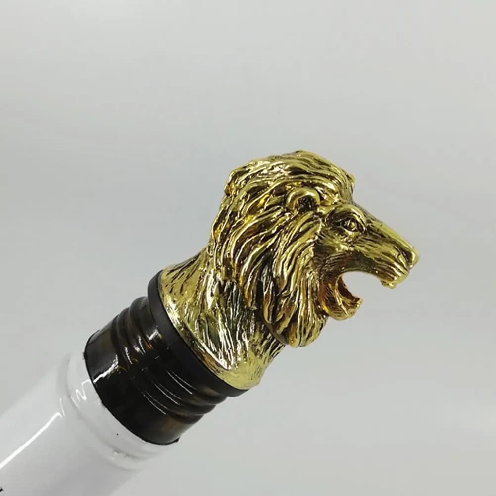 Versatore di Vino Creativo a Forma di Testa di Leone, Tappo per Bottiglia in Metallo Dorato, Erogatore a Flusso Rapido per Decorazione Feste e Bar