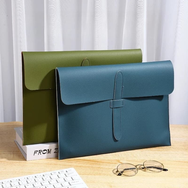 2Pcs A4 Thickened PU File Folder, Large Capacity Document Storage Pouch, Anti-drop Design for Office Paper Organization
