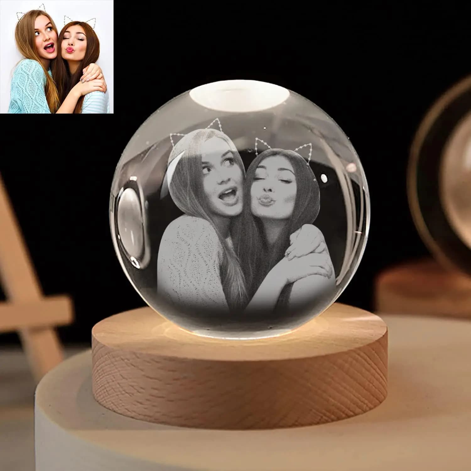 Foto di cristallo 3D personalizzata, immagine di cristallo personalizzata incisa al laser, anniversario, compleanno, Natale, regali per la festa della mamma
