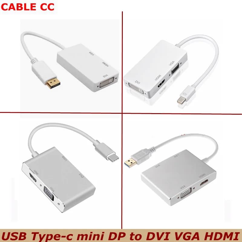 For PC Projector Laptop HDTV HD 1080P USB 3.0 Type-C Mini DP / DP To DVI 24+5 HDMI compatible VGA RJ45 Male Female Adapter