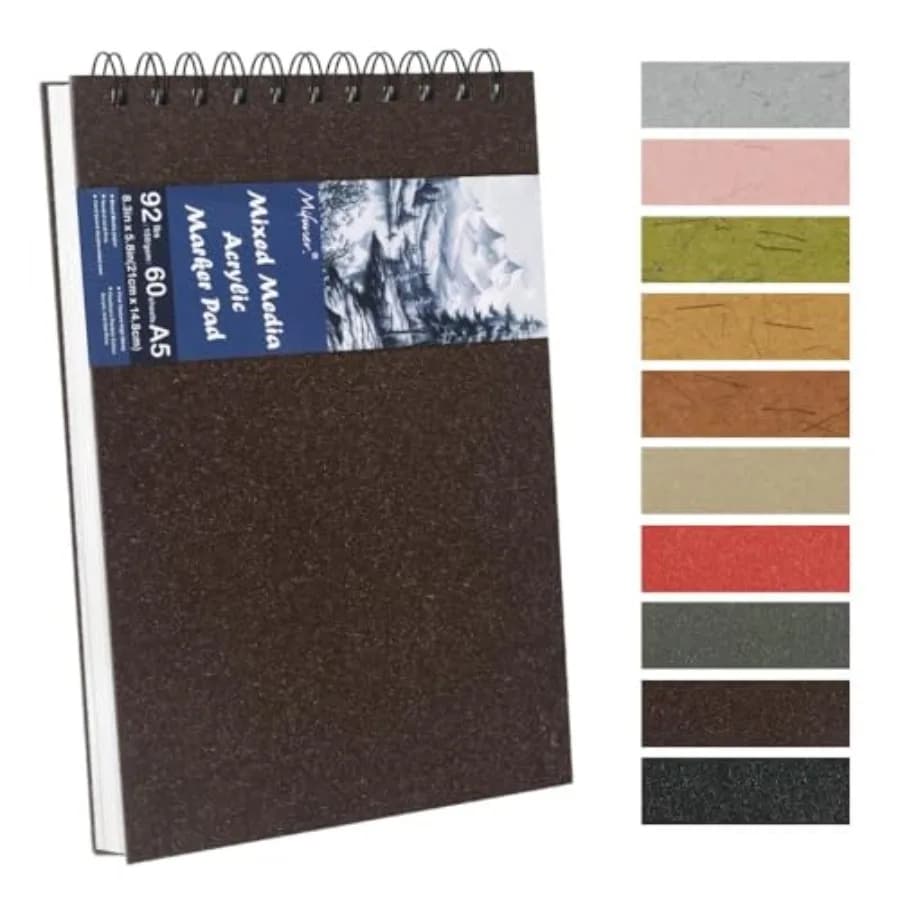 8.3x5.8 Sketch Book, Top Spiral Bound Sketch Pad, 60sheets 92lb/150gsm Bright White Paper, Acid-Free Mixed Media Paper for Pain