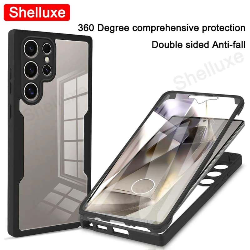 Custodia Protettiva Integrale 360° Fronte+Retro Shelluxe in Silicone a Doppia Faccia per Samsung Galaxy S26 S25 Edge S24 S23 Ultra S22 Plus S21 FE