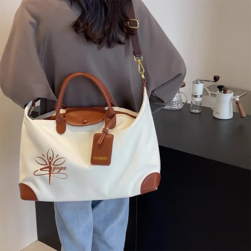 New high-quality handbag - canvas breathable large-capacity gym travel bag DIY name yoga travel backpack customization