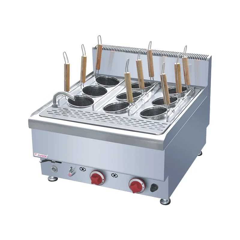 Justa JUS-TRM60 Macchina da cucina commerciale per noodle a gas a sei teste da tavolo in acciaio inossidabile Piccola stufa per pasta regolabile facile
