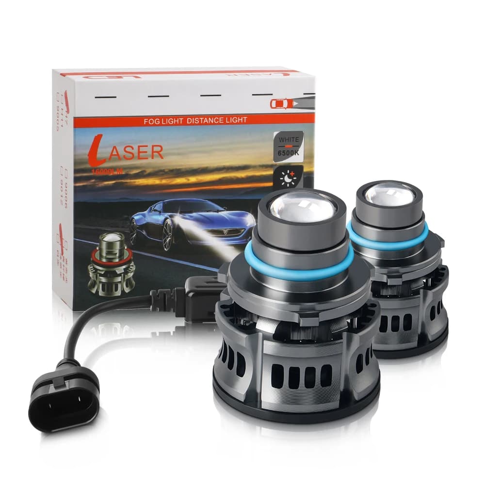 2 pezzi Laser per auto H7 H11 9005 9006 HB3 HB4 Lampadina a LED Progetto Lente Faro Proiettore Auto Fendinebbia Faro per auto 6000K Bianco