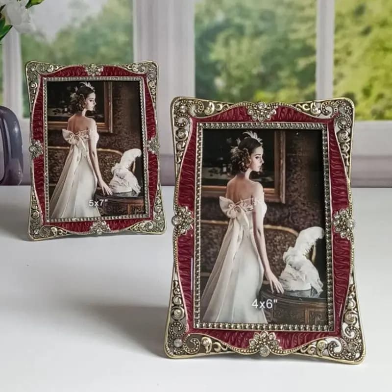 Europe Bronze Red Metal Photo Frame 6' 7' picture holders for Living Room Decor xy0068