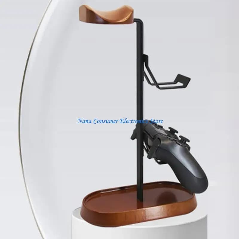 G7NE Gancio per cuffie doppio scopo Supporto per display per gamepad Mensola per staffa per in legno e metallo