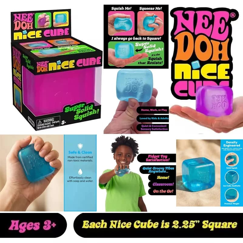 Disponibile Nuovo Schylling Needoh Nice Cube Giocattoli Sensoriali Anti-Stress Blocchi Antistress Puzzle per Alleviare la Pressione Souvenir per Bambini