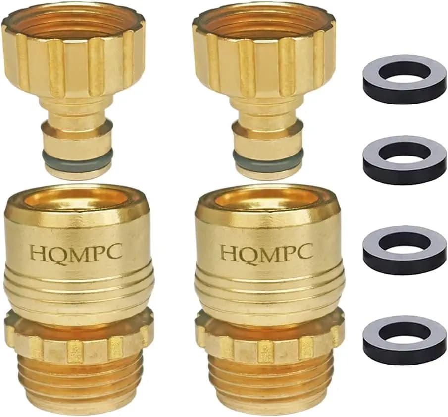 Connettore rapido per tubo da giardino HQMPC senza piombo, in ottone massiccio, raccordo per tubo da giardino, connettori per tubi dell'acqua da 3/4 di pollice