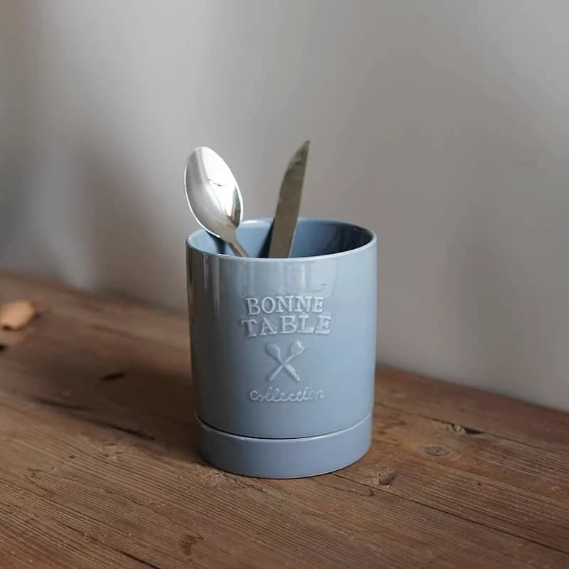 Solid Color Ceramic Knife Fork Door, Kitchen Tool Exhaust Storage Box, Kitchen Tool Holders with Base for Water Reception, Home Decorations