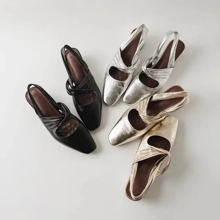 Scarpe basse da donna in vera pelle con punta quadrata per mocassini per il tempo libero all'aperto con tacchi poco profondi Scarpe comode da donna alla moda